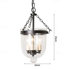 Pendant Light Fixtures Retro Gold Black Copper 3 Light Hanging Light Industrial Style Transparent Glass lampshade Chandelier Ceiling Lighting for Living Room Study Office Lighting Fixture 110-240V