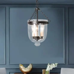 Pendant Light Fixtures Retro Gold Black Copper 3 Light Hanging Light Industrial Style Transparent Glass lampshade Chandelier Ceiling Lighting for Living Room Study Office Lighting Fixture 110-240V