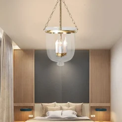 Pendant Light Fixtures Retro Gold Black Copper 3 Light Hanging Light Industrial Style Transparent Glass lampshade Chandelier Ceiling Lighting for Living Room Study Office Lighting Fixture 110-240V