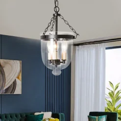 Pendant Light Fixtures Retro Gold Black Copper 3 Light Hanging Light Industrial Style Transparent Glass lampshade Chandelier Ceiling Lighting for Living Room Study Office Lighting Fixture 110-240V