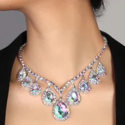 Pendant Necklace Rhinestones Women's Luxury Tassel Tassel Fringe Wedding Drops Necklace For Wedding Party