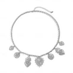 Pendant Necklace Silver Plated Women's Punk Fashion Tassel Geometrical Heart Wedding Drops Necklace For Wedding Party Daily