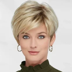 Penny WhisperLite Wig Modern Crop-Style Wig with Sweeping Fringe and Flawless Layers / Multi-Tonal Shades of Blonde Silver Brown and Red