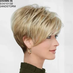 Penny WhisperLite Wig Modern Crop-Style Wig with Sweeping Fringe and Flawless Layers / Multi-Tonal Shades of Blonde Silver Brown and Red