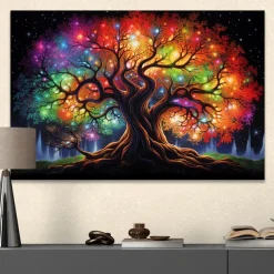 People Wall Art Canvas Colorful Tree of Life Prints and Posters Pictures Decorative Fabric Painting For Living Room Pictures No Frame