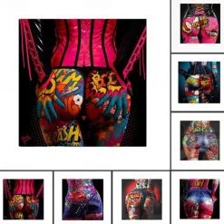People Wall Art Canvas Sexy Ass Prints Painting Artwork Picture Pop Graffiti Colorful Home Decoration Décor Rolled Canvas No Frame Unframed Unstretched