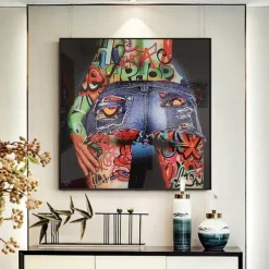 People Wall Art Canvas Sexy Ass Prints Painting Artwork Picture Pop Graffiti Colorful Home Decoration Décor Rolled Canvas No Frame Unframed Unstretched