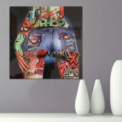 People Wall Art Canvas Sexy Ass Prints Painting Artwork Picture Pop Graffiti Colorful Home Decoration Décor Rolled Canvas No Frame Unframed Unstretched
