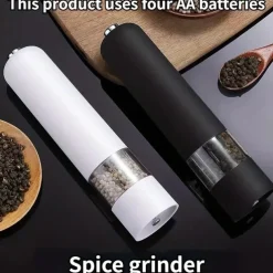 Pepper Grinder, Household Sea Salt Ginder, Electric Spice Grinder, Automatic Sea Salt Crusher, Reusable Glass Seasoning Bottle, Kitchen Gadgets, Kitchen Supplies