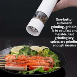 Pepper Grinder, Household Sea Salt Ginder, Electric Spice Grinder, Automatic Sea Salt Crusher, Reusable Glass Seasoning Bottle, Kitchen Gadgets, Kitchen Supplies