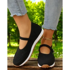 Perforated Sneakers for Women – Stylish Walking Shoes with Strap Design and Comfort Fit, Ideal for Outdoor Activities and Everyday Wear