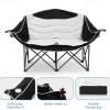 2-Person Oversized Camping Chair with 650 lb Capacity - Padded, Wine Glass Rack & Cup Holders, Lightweight Portable Foldable Design, Durable 600D Oxford Fabric & Steel Frame for Camping, Beach, Backya