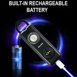 Personal Alarm Keychain for Women 130dB Siren Alarm LED Flashlight with Strobe Light Rechargeable Safety Alarm