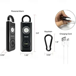 Personal Alarm Keychain for Women 130dB Siren Alarm LED Flashlight with Strobe Light Rechargeable Safety Alarm