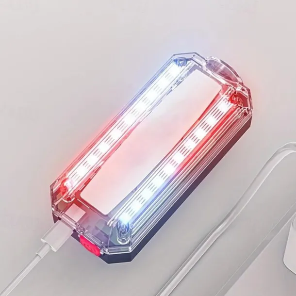 Personal LED Safety Light, Red & Blue Hands-Free Mountable Flashlight for Night Time Safety Emergency Warning, with Long Lasting Rechargeable Battery