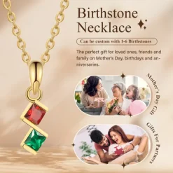 Personalized Birthstone Necklace Custom Best Gift for Mom – Pendant for Women, Perfect for Mother's Day, Valentine's Day, Christmas, or Birthday