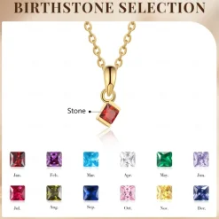 Personalized Birthstone Necklace Custom Best Gift for Mom Jewelry for Wife, Girlfriend, or Mom with Natural Gemstone Pendant