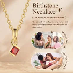 Personalized Birthstone Necklace Custom Best Gift for Mom Jewelry for Wife, Girlfriend, or Mom with Natural Gemstone Pendant