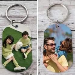 Personalized Graduation Gift Keychain Double-Sided Photo Keychain Custom Wedding Gift for Couple Stainless Steel Pendant Ornament Gift for Boyfriend Girlfriend Pet Memorial