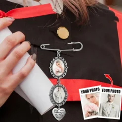 Personalized Graduation Pin Brooch Custom Photo Charm Best Wedding Graduation Memorial Sympathy Gift for Anniversary or Birthday Ideal for Friends, Family