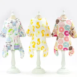 Pet Dog JumpSuit Pajamas Cartoon Design Soft Tracksuit Cat Puppy Pants T-Shirt 5 Sizes 5 Colours
