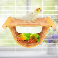 Pet Hanging Hammock Warm Nest Bed Removable Washable Bird Cage Perch For Parrot Hamster large yellow