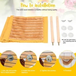 Pet Hanging Hammock Warm Nest Bed Removable Washable Bird Cage Perch For Parrot Hamster large yellow