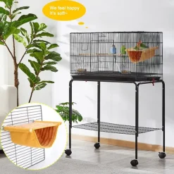 Pet Hanging Hammock Warm Nest Bed Removable Washable Bird Cage Perch For Parrot Hamster large yellow