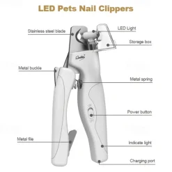 Pet Nail Clippers with light for Dogs and Cats - Rechargeable Easy and Safe Trimming with Precision Blades and LED Light