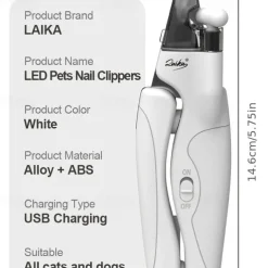 Pet Nail Clippers with light for Dogs and Cats - Rechargeable Easy and Safe Trimming with Precision Blades and LED Light