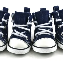 Pet Shoes Puppy Sport Denim Shoes Casual Style Anti-Slip Boots Sneaker Booties Canvas Shoe 4Pcs