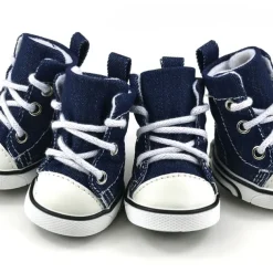 Pet Shoes Puppy Sport Denim Shoes Casual Style Anti-Slip Boots Sneaker Booties Canvas Shoe 4Pcs