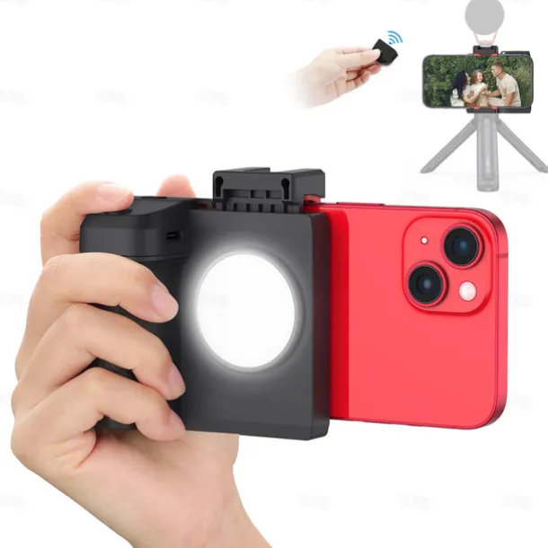 PH-14 Fill Light, Wireless Bluetooth Remote Control Three-Gear Adjustable Selfie Light, Smartphone Camera Shutter Handle Grip Detachable for iPhone Samsung Google OnePlus Phones Video/Photo Shooting