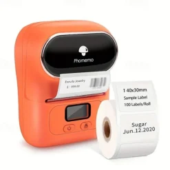 Phomemo M110 Thermal Label Makers - Portable BT Thermal Label Maker Printer For Barcode, Clothing, Jewelry, Retail, Mailing, Compatible With Android, IOS, Windows & Mac, With 1 Roll 40×30mm Label