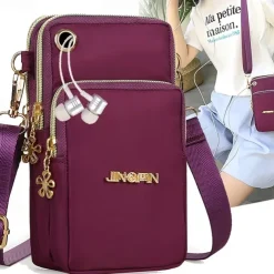 Phone Bag Women's Fashion Zipper Crossbody Bag Versatile Nylon Storage Bag For Coin & Earphone Portable Card Holder Phone Case For iPhone 14 13 Pro Max 12 Samsung S23 S22 Plus S21 Up to 6.7 Inch