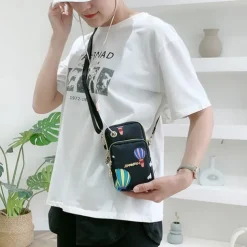 Phone Bag Women's Fashion Zipper Crossbody Bag Versatile Nylon Storage Bag For Coin & Earphone Portable Card Holder Phone Case For iPhone 14 13 Pro Max 12 Samsung S23 S22 Plus S21 Up to 6.7 Inch