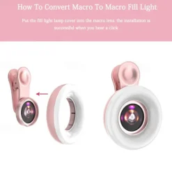 Phone Camera Lens Macro Lens 15X Lens with LED Light Lovely for Samsung Galaxy iPhone