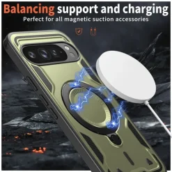 Phone Case For Google Pixel 9 Pro Pixel 9 Pro XL Pixel 9 Back Cover with Stand Holder Magnetic Support Wireless Charging Retro TPU PC