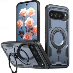 Phone Case For Google Pixel 9 Pro Pixel 9 Pro XL Pixel 9 Back Cover with Stand Holder Magnetic Support Wireless Charging Retro TPU PC