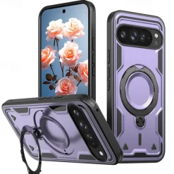 Phone Case For Google Pixel 9 Pro Pixel 9 Pro XL Pixel 9 Back Cover with Stand Holder Magnetic Support Wireless Charging Retro TPU PC