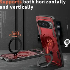 Phone Case For Google Pixel 9 Pro Pixel 9 Pro XL Pixel 9 Back Cover with Stand Holder Magnetic Support Wireless Charging Retro TPU PC