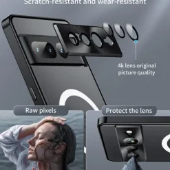 Phone Case For Google Pixel 9 Pro Pixel 9 Pro XL Pixel 8 Pro Pixel 8 Pixel 9 Pixel 7 Pixel 7 Pro Back Cover Magnetic Adsorption Portable Translucent Ultra-thin Solid Colored PC Metal