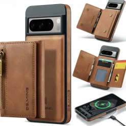 Phone Case For Google Pixel 8 Pro Back Cover Magnetic Card Slot Retro TPU PU Leather