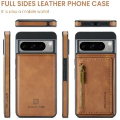 Phone Case For Google Pixel 8 Pro Back Cover Magnetic Card Slot Retro TPU PU Leather