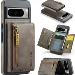 Phone Case For Google Pixel 8 Pro Back Cover Magnetic Card Slot Retro TPU PU Leather