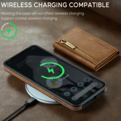 Phone Case For Google Pixel 8 Pro Back Cover Magnetic Card Slot Retro TPU PU Leather