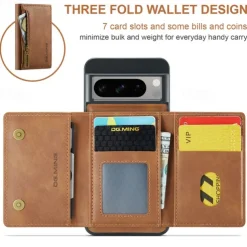 Phone Case For Google Pixel 8 Pro Back Cover Magnetic Card Slot Retro TPU PU Leather