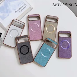 Phone Case For Google Pixel 9 Pro Pixel 9 Pro XL Pixel 8 Pro Pixel 8 Pixel 9 Back Cover Magnetic Adsorption Magnetic Support Wireless Charging Shockproof Color Gradient Geometric Pattern PC PU Leather