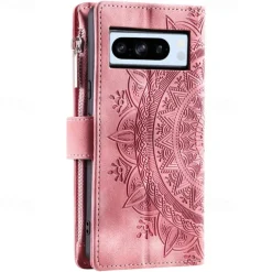 Phone Case For Google Pixel 8 Pro Pixel 8 Pixel 7 Pixel 7 Pro Pixel 6 Pixel 6 Pro Back Cover with Stand Holder with Wrist Strap Card Slot Retro TPU PU Leather