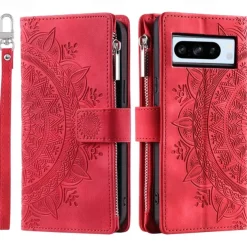 Phone Case For Google Pixel 8 Pro Pixel 8 Pixel 7 Pixel 7 Pro Pixel 6 Pixel 6 Pro Back Cover with Stand Holder with Wrist Strap Card Slot Retro TPU PU Leather